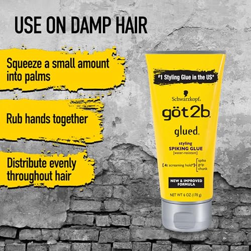 Got2B Glued Styling Spiking Hair Gel 2 - 6 oz tubes + 1 Travel 1.25 oz tube thumbnail 8