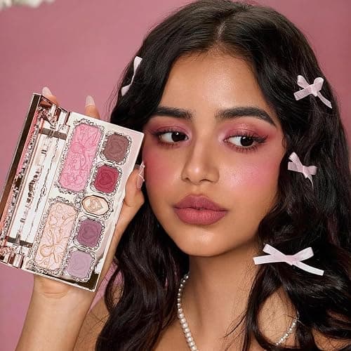 Flower Knows Strawberry Cupid Makeup Palette,Pink Face Makeup with 5 Matte + 2 Shimmer Shades,Blendable Smooth Cute All- In-One Make Up Palette,0.49 Oz(02 Cupid's Mischief) thumbnail 6