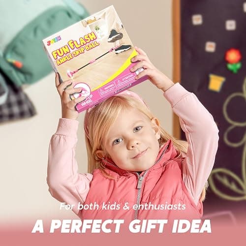 JOYIN Pink Ankle Skip Ball with Flashing Lights, Toy for Kids Indoor & Outdoor, Flashing Swing Ball Foldable Sports Toy, Birthday Gifts for Kids 3 4 5 + thumbnail 8