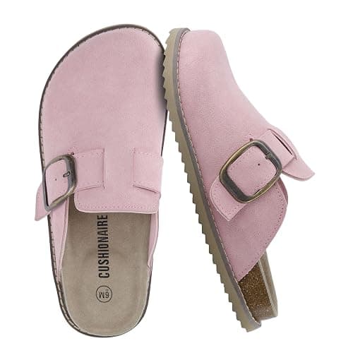 CUSHIONAIRE Women's Blain Genuine Suede Slip-On Clogs with + Memory Foam & Chic Buckle Mule - Comfortable, Non-Slip, Wide Widths Available - Image 1