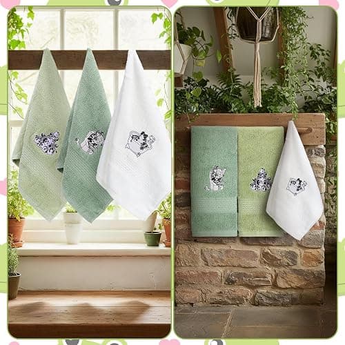 Breling 3 Pcs Frog Hand Towels for Bathroom, Frog Kitchen Hand Towels 13.3 x 29 Inch 100% Cotton Soft Embroidered Washroom Decoration for Animal Lover Restroom Decorative Gifts thumbnail 5