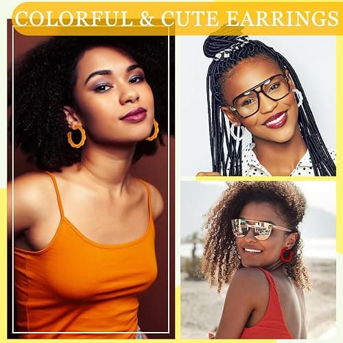 Sasylvia 16 Pairs Colored Hoop Earrings for Women Matte Colorful Hoop 80s Retro Neon Summer Drop Earrings thumbnail 4