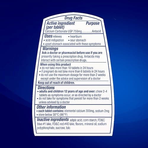 TUMS Extra Strength Assorted Berries Antacid Tablets for Heartburn Relief, 96 count thumbnail 8