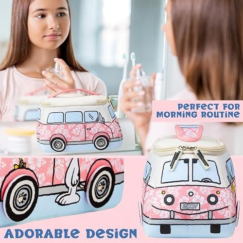 Get Trend Peanuts Snoopy Toiletry Bag Women Teens Travel Essentials Girls Makeup Bag Gifts for Her (Pink Snoopy) thumbnail 2