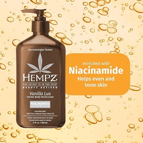 Hempz Vanilla Lux Herbal Body Moisturizer 17 oz. with Niacinamide, NEW LOOK thumbnail 5