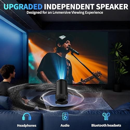 [Built-in Apps & 2025 Upgraded] Mini Projector Support 4K 1080P Auto Keystone 270° Rotatable with WiFi 6 and Bluetooth 5.4, Projector Portable Compatibile with HDMI/TV Stick/Memory Stick/Laptop-Black thumbnail 8