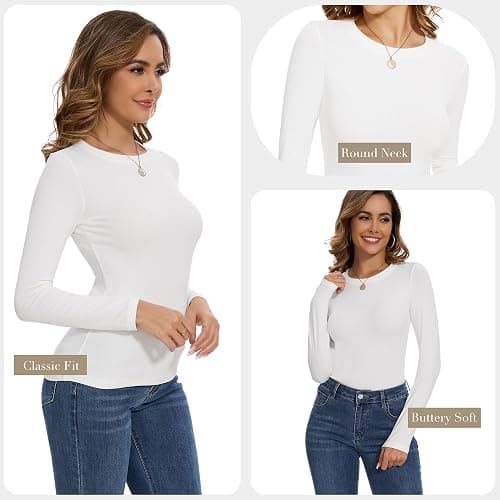 MLYENX 3 Pack Womens Long Sleeve Shirts Crew Neck Basic Stretchy Fitted Y2K Tops Going Out Fashion Clothes thumbnail 3