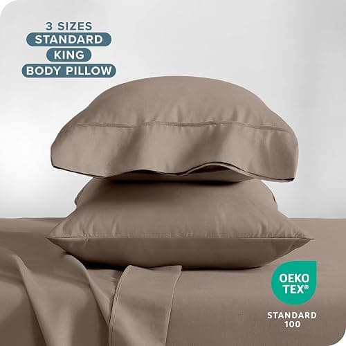 Bare Home Microfiber Pillow Cases - Standard/Queen Size Set of 2 - Cooling Pillowcases - Double Brushed - Taupe Pillowcases 2 Pack - Easy Care (Standard Pillowcase Set of 2, Taupe) thumbnail 6