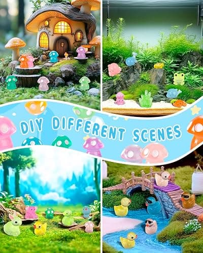 Piemow 160 Pcs Mini Resin Animals Kit - Luminous Tiny Resin Animals Figurines Accessories Gifts for Aquarium Fairy Garden Bonsai Decor thumbnail 4