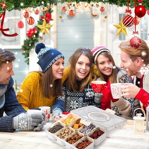 Snackle Box Snack Container Tray with Lid, Divided Serving Tray with Handle | Portable Snack Platter Fruit Veggie Trays Snackele Box Containers for Charcuterie, Party, Snack, Nuts, Beach, Travel, Picnic thumbnail 9