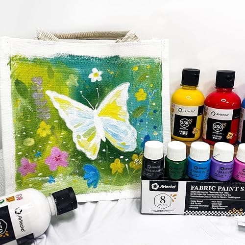Artecho Fabric Paint Set - 8 Colors (20ml / 0.7 oz Each) Permanent Clothing Paint for DIY T-Shirts, Tote Bags & Canvas, Washable & Flexible Textile Paint thumbnail 5
