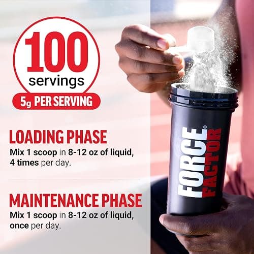 Force Factor Creatine Monohydrate Micronized Powder 500G, 5g Dose to Support Muscle Growth, Strength, Recovery, Cognitive Health & Memory, Unflavored, 100 Servings, 17.6 Oz thumbnail 4