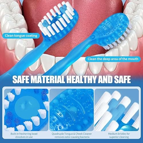 36 Pack Mini Disposable Toothbrushes – 5-in-1 Prepasted Travel Toothbrush with Toothpaste Floss & Pick for Hotel Camping Flight Car Guest Use – 9ct per Portable Case Essentials for Women Men Kids thumbnail 6