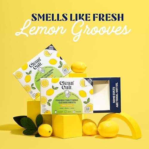 Cleancult Toilet Bowl Cleaner Sheets - Dissolvable, Septic Safe, Effective Cleaning, Removes Stains & Rings, Cleans & Deodorizes - 32 Uses - Fresh Lemon Scent - Plastic-Free Packaging,(Pack of 2) thumbnail 7