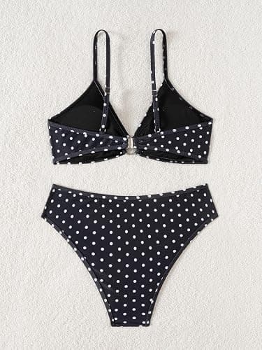 Fanuerg Women's Triangle Bikini Sets O Ring Linked Two Piece Swimsuits Floral Printed Cheeky Bathing Suit thumbnail 5