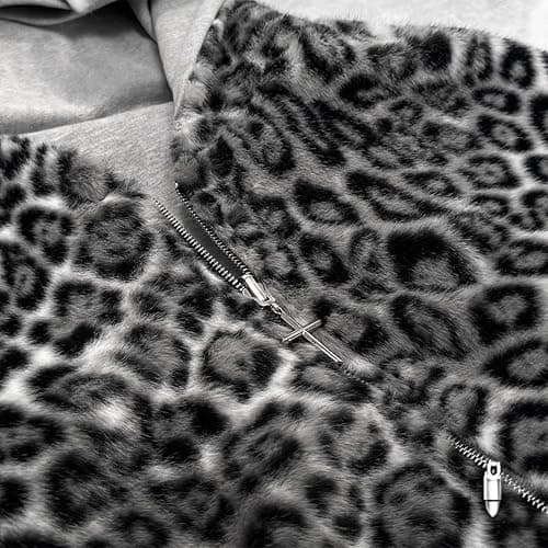 CUTEGAL Zip Up Hoodie Oversized Leopard Print Jacket Reversible Streetwear Fall Grunge Hoodies Streetwear thumbnail 8