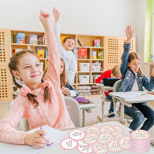 100 Morning Meeting Chips Questions Cards for Kids Boho Themed Classroom Must Haves Set for Teachers Supplies Conversation Starter Ideas for Students Response Cards Back to School thumbnail 5