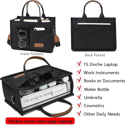 ZHMO Canvas Tote Bag for Women,Women's Bags Crossbody Bags Work Laptop Tote Bag Large Handbags Purse for Travel Nurse Teacher thumbnail 4