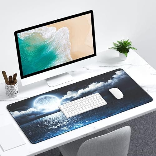 Atufsuat Extended Large Mouse Pad, XXL Gaming Desk Pad 31.5 x 15.7 Inch, Big Computer Keyboard Mousepad, Waterproof Mouse Mat with Stitched Edges and Non-Slip Base for Office Gaming, Moon Ocean thumbnail 7