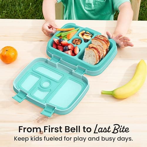 Bentgo Kids Bento-Style 5-Compartment Leak-Proof Lunch Box - Just-Right Portions for Ages 3 to 7, Durable, Drop-Proof, Dishwasher Safe, PFAS & BPA-Free & Made with Food-Safe Materials (Seafoam) thumbnail 2