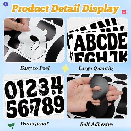 150 PCS Letter Stickers Large Bulletin Board Letters Alphabet Number Stickers Vinyl Waterproof Self-Adhesive Stick on Letters for Poster Board Mailbox Crafts Classroom Home Party Decor(Black, 3 Inch) thumbnail 4