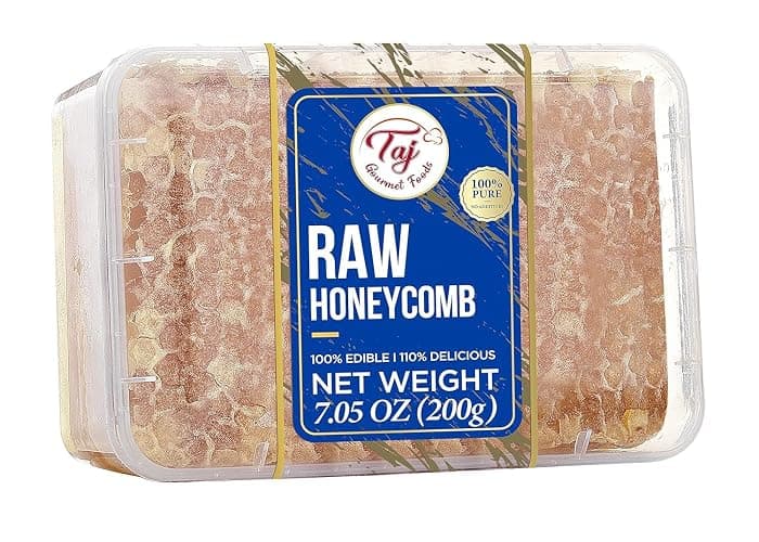 Taj Gourmet All Natural Raw Honeycomb 100% Honey Pure Turkish Raw Honey Comb -100% All Natural Edible Honey Combs Raw Edible - Perfect For Healthy Smoothies Honey With Honeycomb, 200g (7.05oz) thumbnail 9