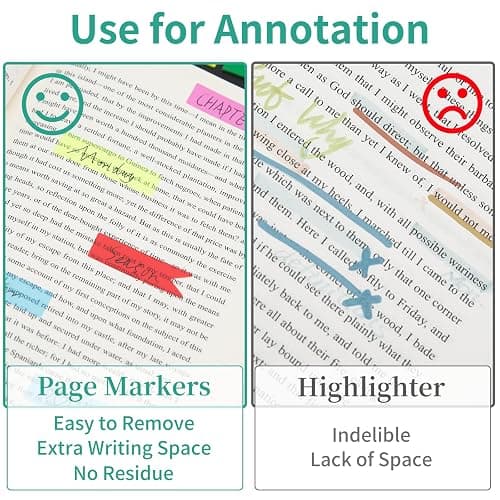 KICNIC 1500 Pieces Page Markers Sticky Index Tabs, Arrow Flag Tabs Self Adhesive, Colored Notes Tab Stickers for Notebook, Documents, Books [10 Colors, 3 Designs] Sticks Securely, Removes Cleanly thumbnail 6