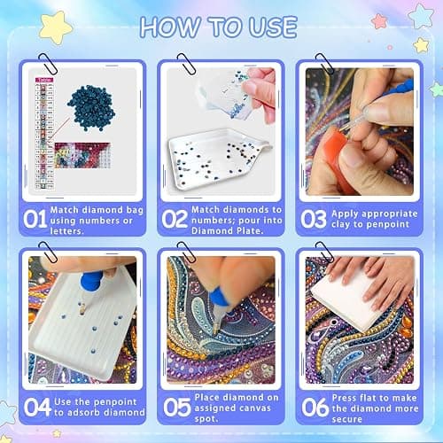 KEYRANKE 6 Pack Disney Diamond Art Kits Adults, Diamond Painting Disney Kits, Cross Stitch Full Drill Shiny Diamond Embroidery Pictures Arts Craft for Christ-mas Gift 12X16inch thumbnail 4