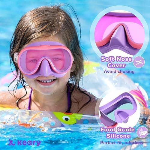 Keary Kids Swim Goggles with Nose Cover for 5-16 Swimming Mask for Toddler Boys Girls Youth Anti Fog thumbnail 3