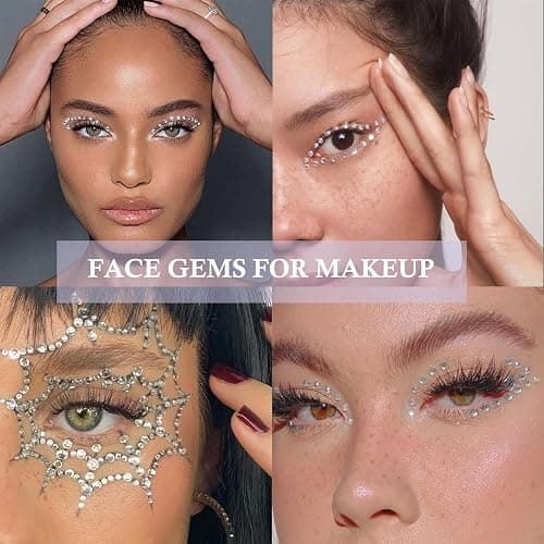 NOOEPC 660Pcs Face Gems Hair Gems, Self-Adhesive Face Jewels Eye Jewels Rhinestones 3/4/5/6 mm DIY Face Gems Stick on, Hair Body Rhinestones Gems Rave Accessories for Face Eyes Makeup Body, Crafts thumbnail 3