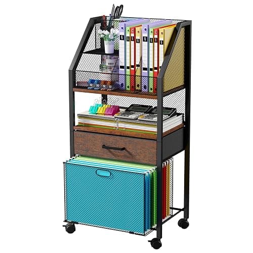 Homsorout Rolling File Cart with Wheels - Utility Storage Cart with Drawers for Office, Home, Classroom Organization, Rolling Cart for Books, Files, and Supplies - Image 1