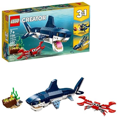 LEGO Creator 3 in 1 Deep Sea Creatures, Transforms from Shark and Crab to Squid to Angler Fish, Sea Animal Toys, Gifts for 7 Plus Year Old Girls and Boys, 31088 - Image 1