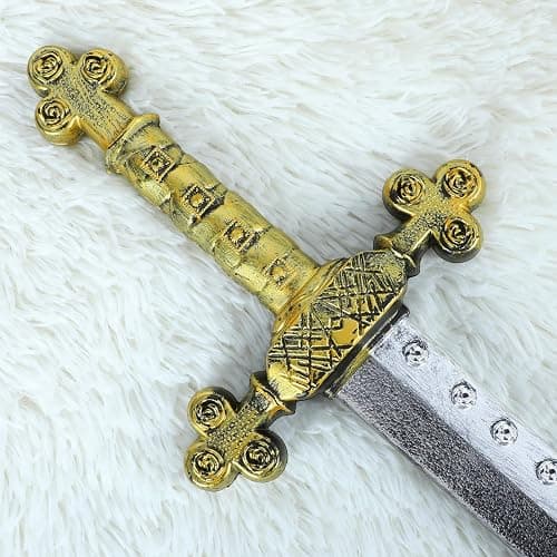 Crusader Knight Toy Sword,27.5" Plastics Sword Medieval Warrior Costume Accessories for Halloween Cosplay LARP,Props thumbnail 6