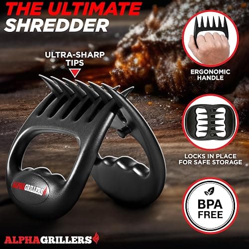 Alpha Grillers Meat Shredder Claws - BBQ Smoker Accessories Grilling Gifts for Men - Stocking Stuffers for Men - White Elephant Gifts Useful Ideas - Grill Tools for Pulled Pork thumbnail 4