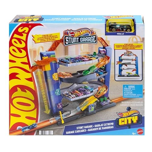 Hot Wheels GNL70 - Hot Wheels City Stunt Garage-Spielset, Geschenk für Kinder von 3 bis 8 Jahren, mit Aufzug zu den oberen Ebenen, lässt Sich mit Anderen Sets verbinden - Image 1