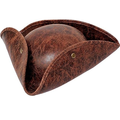 COLLECT PRESENT Distressed Faux Leather Pirate Tricorn Hat for Adults - Vintage Style Pirate Tricorn Hat for Men & Women - Image 1