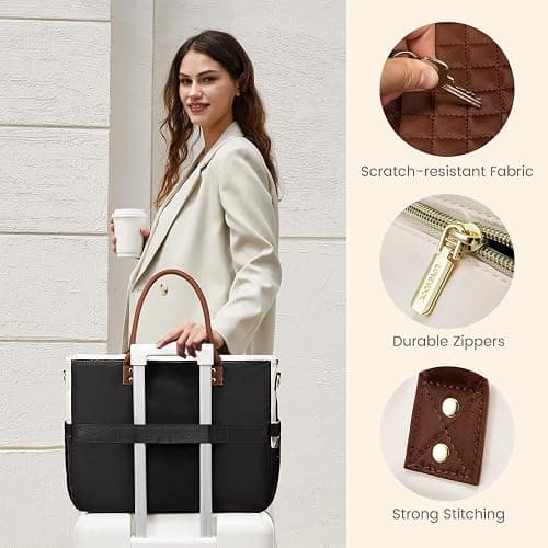 LOVEVOOK Laptop Tote Bag for Women With Large Cup Holder, Work Bags Teacher Nurse Computer Bag, 15.6 Inch Professional Briefcase Business Travel Large Purses Handbag, Diaper Bag With Multi-Pockets thumbnail 6