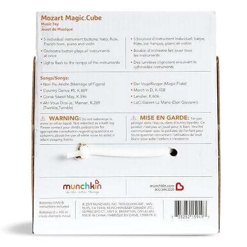 Munchkin Mozart Magic Cube Music Toy for Baby and Toddler - Includes 5 Instrument Sounds, 8 Mozart Songs and Lights thumbnail 10