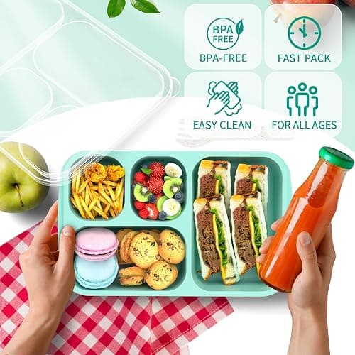 Enstphjoy Bento Lunch Box - 4 Pack, Snack Box Containers Meal Prep Container Microwave Safe, Lunch Box of 4-Compartment, Bento Box Adult Lunch Box, Dishwasher Safety (PP(B/P/G/P)) thumbnail 5