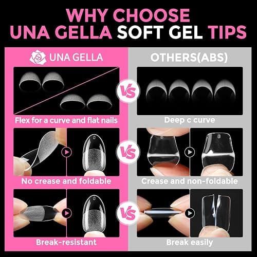 UNA GELLA Medium Oval Fake Nails Pre-Shape 216pcs Round Gel Nail Tips Press on Nails for Full Cover Acrylic Round Oval Full Nails False Nails 12 Sizes False Soft Gel Tips thumbnail 6