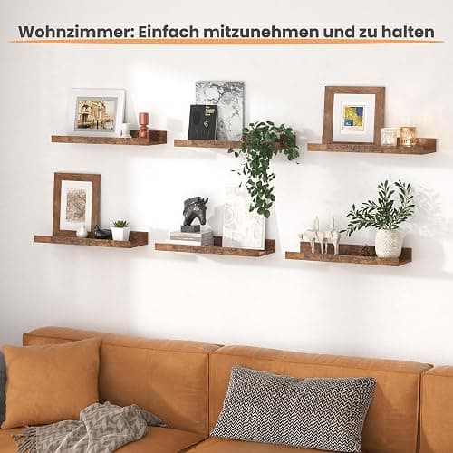upsimples Floating Shelves for Wall, 3pack Brown Wooden Shelves for Room Decor 40CM, Wall Mounted Storage Shelf for Bathroom, Bedroom, Living Room, Kitchen thumbnail 2