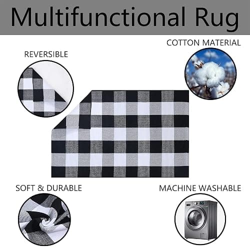 100% Coco Coir Welcome Mat + 28 x 43 Inches Buffalo Plaid Rug Combo Set - Farmhouse Front Porch Entryway Fall Decor Floor Mat, Doormat Indoor Outdoors Spring Mats Home Sweet Home - 2'4" x 3'7" (Rectangular) - Plaid, Home Sweet Home thumbnail 4