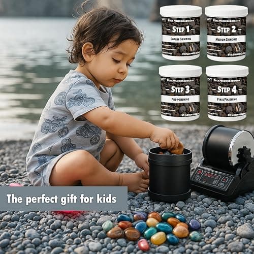 WAN2TLK Rock Tumbler Grit and Polish Refill Kit 2kg - for Any Brand of Rock Polish- 4 Basic Step Tumbling Media (Coarse/Medium Grit/Pre-Polished/Final Polished) thumbnail 7