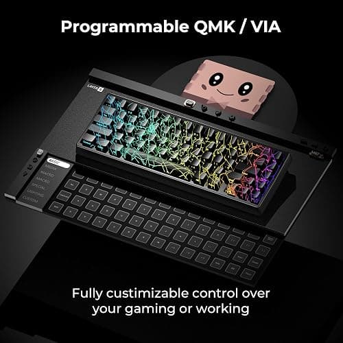 HITIME x XVX M67 60% Percent Keyboard Wireless, QMK/VIA Black Spider Web Gaming Keyboard, Tri-Mode Thocky Creamy Mechanical Key Board, Hot Swappable Gasket Mount RGB IMD Tech for Win/Mac thumbnail 5