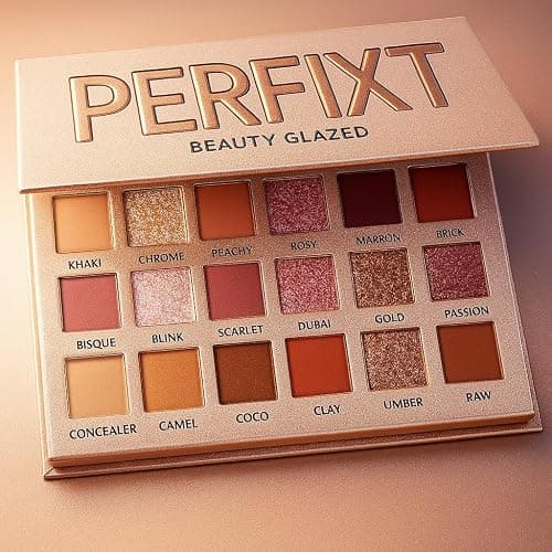 18 Color Natural Eyeshadow Palette – Soft Matte Shimmer & Glitter Finish with Built-In Concealer Shade – Ultra-pigmented Blendable Mauve Brown Nude Eyeshadow Palette, Cream Eyeshadow for Older Women thumbnail 3