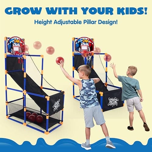 JOYIN Arcade Basketball Game Set with 4 Balls and Hoop for Kids 3 to 12 Years Old Indoor Outdoor Sport Play - Easy Set Up - Air Pump Included - Ideal for Competition thumbnail 4