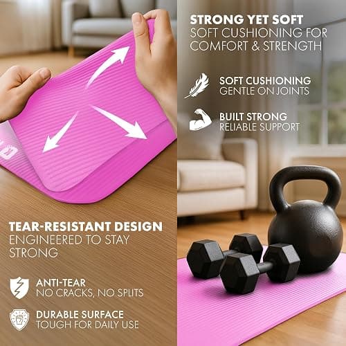 KAYMAN Yoga Mat – Multi-Purpose Extra Thick Foam Exercise Mats – Ideal Floor Mat for Pilates, Stretching, Resistance Workout & Therapy – Home & Gym Equipment Accessory for Men Women Kids –183 x 60cm thumbnail 3