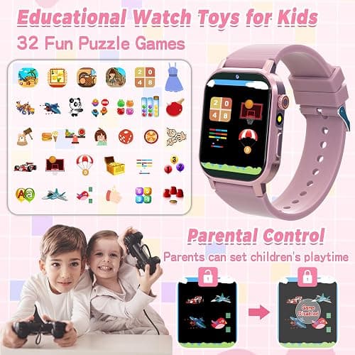 Kids Smart Watches Girls Gift Age 3-12, Kids Watch with 32 Games HD Touchscreen Camera Video Music Audiobook Pedometer Flashlight 12/24 hr Educational Toys Birthday Gift for Girls Ages 5 6 7 8 9 10 thumbnail 5