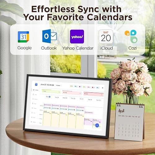 LOOFII 10.1 Inch Smart Digital Calendar – HD Touchscreen Family Planner & Calendar with Chore Chart & Meal Planner (Black White) thumbnail 2
