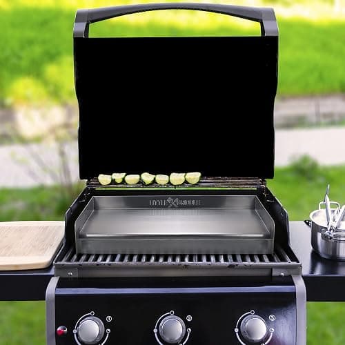 LITTLE GRIDDLE Sizzle-Q SQ180 100% Stainless Steel Universal Griddle with Even Heating Cross Bracing for Charcoal/Gas Grills, Camping, Tailgating, and Parties (18"x13"x3") thumbnail 5